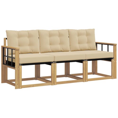 vidaXL Zunanja garnitura za sedenje z blazino 3 pcs Bela in bež, (5000282376) Cene