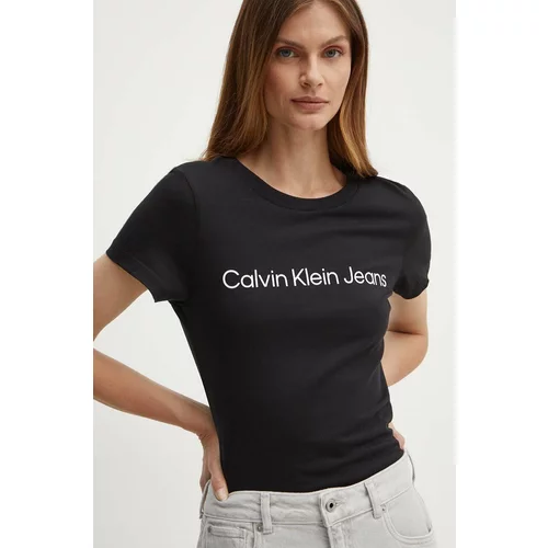 Calvin Klein Jeans Pamučna majica za žene, boja: crna, J20J220253