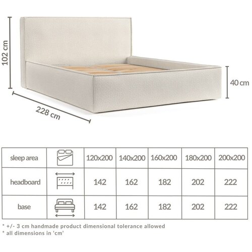 Maison de R&amp;ecirc;ve Krem tapecirani bračni krevet s prostorom za odlaganje s podnicom 160x200 cm Lounge L &amp;ndash; Slike
