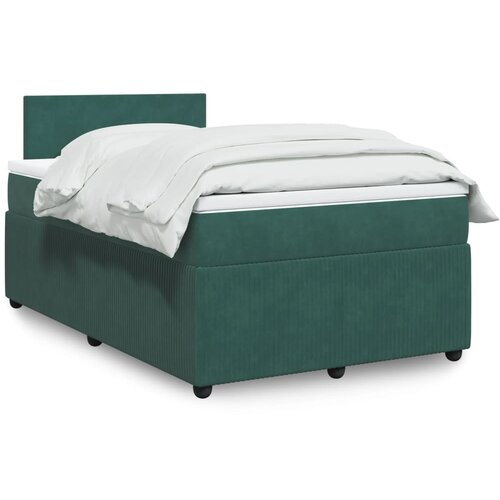 vidaXL Box spring postelja z vzmetnico temno zelena 120x200 cm žamet Cene