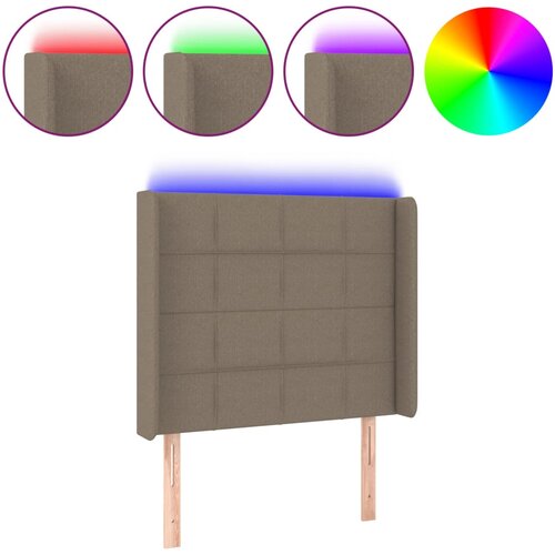  LED uzglavlje smeđesivo 93 x 16 x 118/128 cm od tkanine Slike
