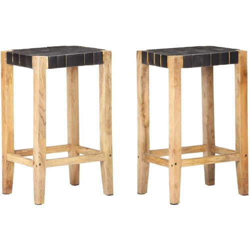 Furnova Barski stolčki 2 kosa črno pravo usnje 75 cm, (21949428) Cene