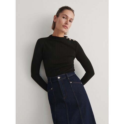 Reserved bluza s visokim ovratnikom - črna Cene