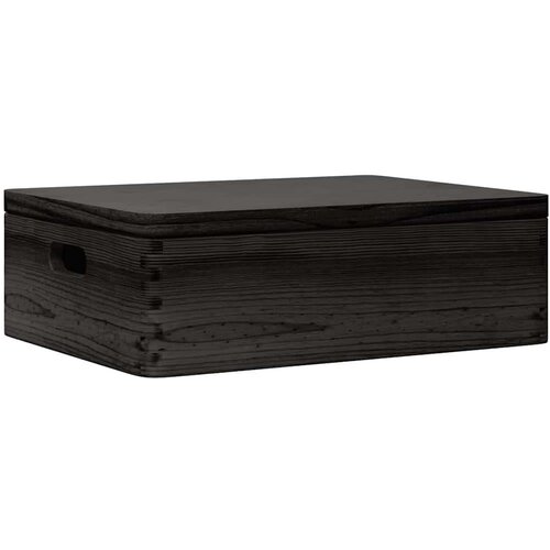VidaXL Drvena kutija poklopcem ručkama crna 40x30x13 cm puno drvo bor Slike