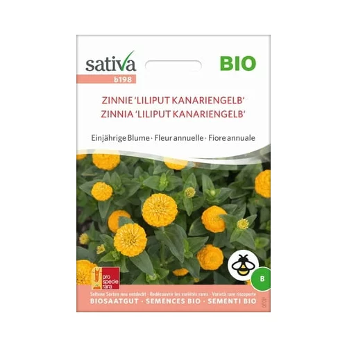 Sativa Bio enoletna cvetlica "Zinnia 'Liliput Canary Yellow'"