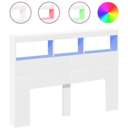 Maison Chic posteljno vzglavje - vzglavna omarica - nočna omarica led bela 140x17x102 cm, (21703999) Slike