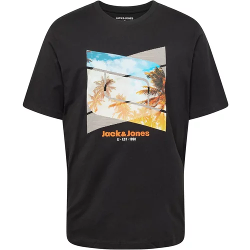 Jack & Jones Majica 'CELLOX' svetlo modra / oranžna / črna / bela