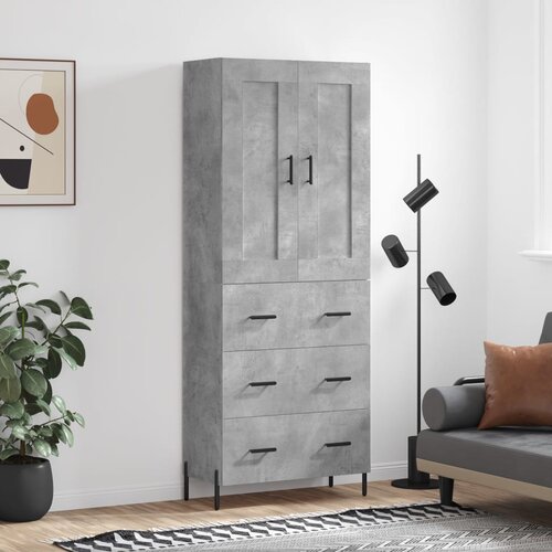 The Living Store Visoka komoda betonsko siva 69,5x34x180 cm inženirski les - Visoka Omarica, (21430773) Slike