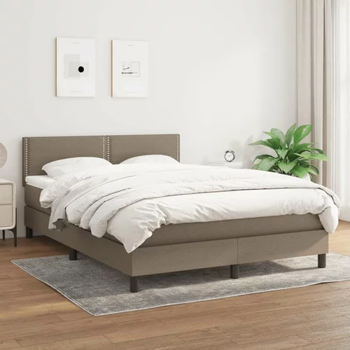  Box spring postelja z vzmetnico taupe 140x190 cm blago, (20791654)