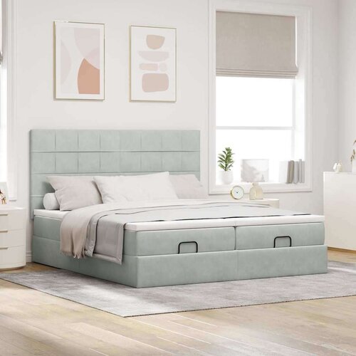 VidaXL Okvir kreveta s madracima svijetlosivi 160x200cm bar&amp;scaron;unasti Slike