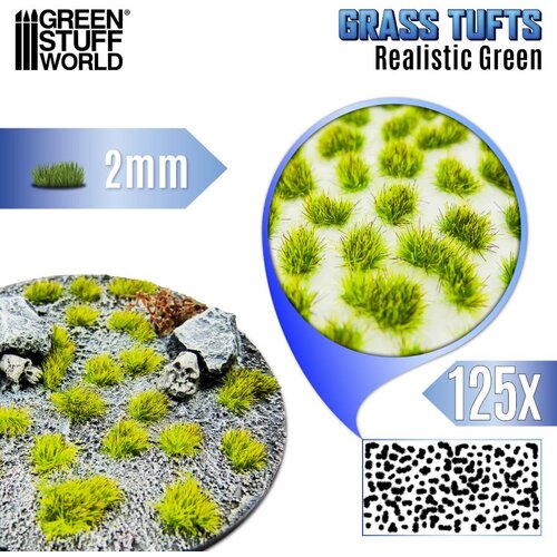 Green Stuff World Static Grass Tufts 2mm Realistic Green | Buseni trave 2mm realistična zelena Slike