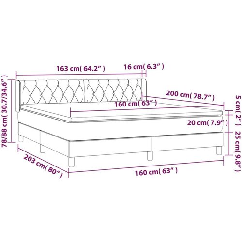  S oprugama i madracem crni 160x200 cm od tkanine Slike