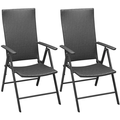 vidaXL Vrtni stoli 2 kosa poli ratan črne barve, (20661674)