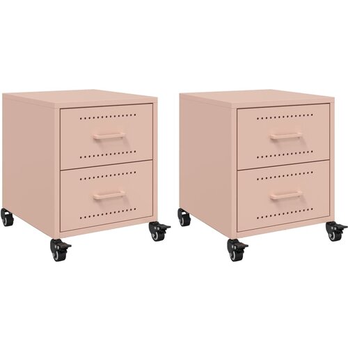 VidaXL Nočna omarica 2 kosa roza 36x39x43,5 cm jeklo, (21242809) Slike