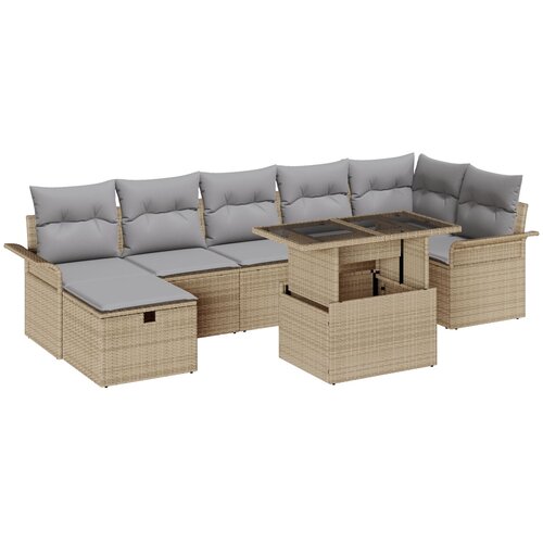 vidaXL Set od 8 vrtnih sofa s jastučićima Bež Poli Ratan Cijene