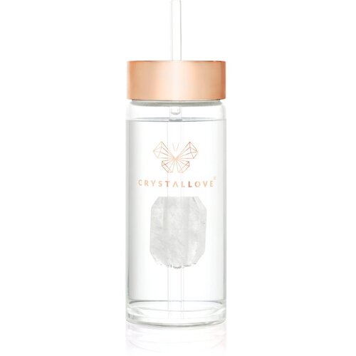 Crystallove Amethyst Straw Water Bottle Posoda za vodo s slamico Clear 400 ml Cene