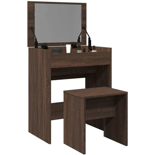 vidaXL Toaletna mizica in stolček rjava hrast 60x40x113,5 cm Cene