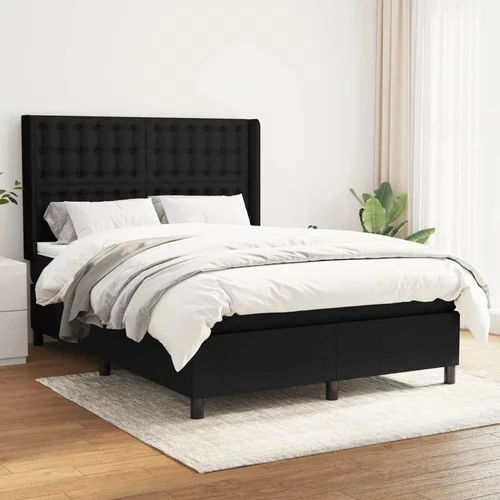  Box spring posteljni z vzmetnico črn 140x190 cm blago, (20895117)