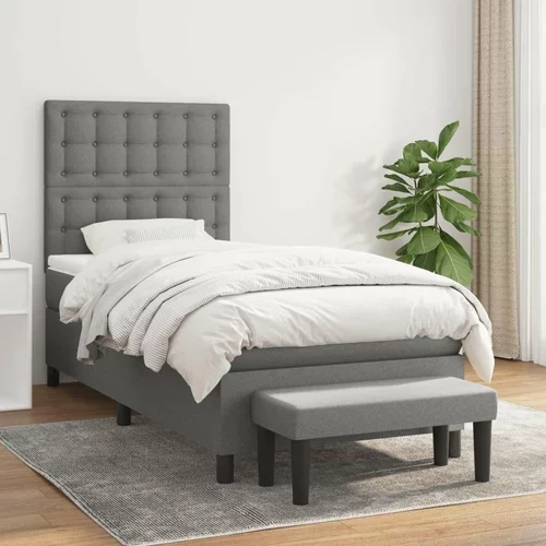  Box spring postelja z vzmetnico temno siva 90x200 cm blago, (20900823)