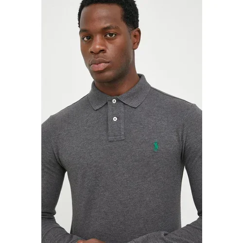 Polo Ralph Lauren Pamučna majica dugih rukava boja: siva, jednobojni model