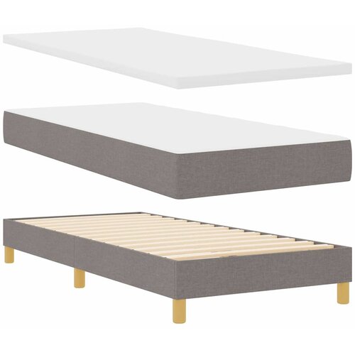  LED Box Spring Krevet Sivo-smeđa 80 x 200 cm tkanina Slike