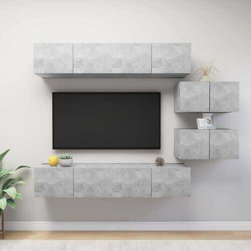 vidaXL 6-dijelni set TV ormarića siva boja betona konstruirano drvo Cijene