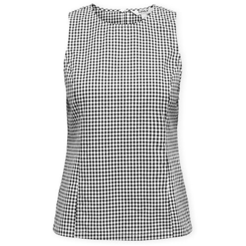 Only Majice brez rokavov Top Maye Check - Black/White Črna Cene