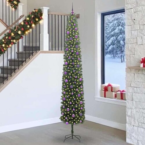 vidaXL Umestno božično drevo Zelena 270 cm PVC in Jeklo in Plastika Cene