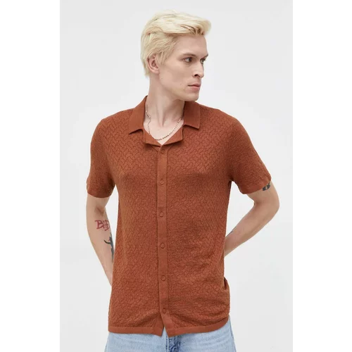 Hollister Co. Košulja za muškarce, boja: smeđa, regular