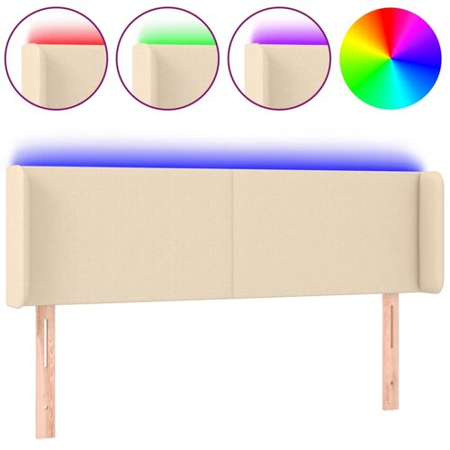Maison Chic LED Posteljno vzglavje - Vzglavna omarica - Nočna omarica krem 147x16x78/88 cm blago, (21707050) Cene