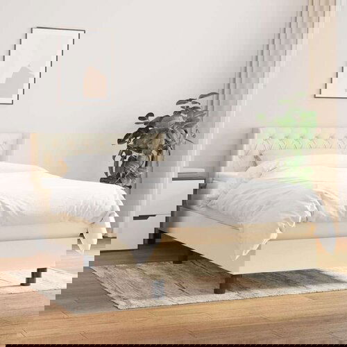  Krevet s oprugama i madracem krem 100 x 200 cm od tkanine Slike
