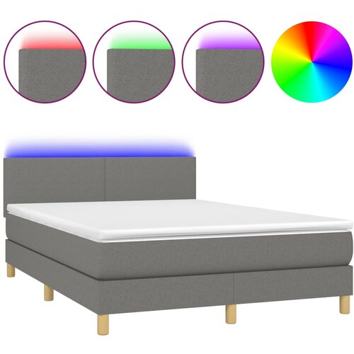 Maison Chic Box spring postelja - Vzmetna postelja z vzmetnico LED temno siva 140x190 cm blago SL8869, (21902031) Cene