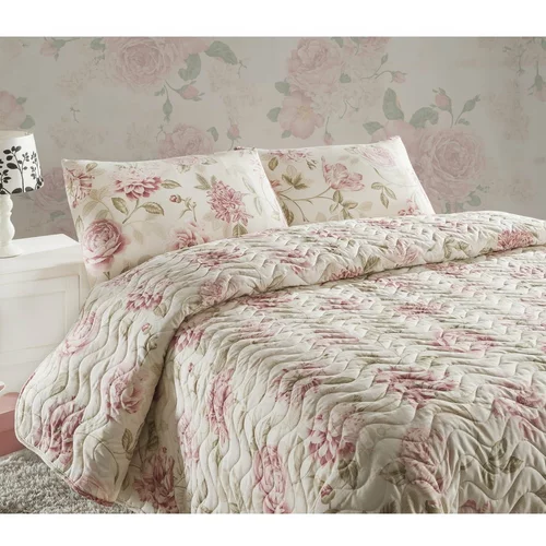Eponj Home lagani prošiveni prekrivač za bračni krevet s 2 jastučnice Care, 200 x 220 cm