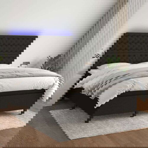  Krevet box spring s madracem LED crni 140x200 cm od tkanine Cijene