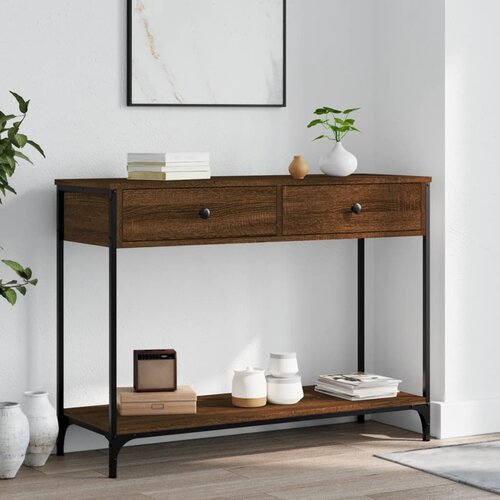 The Living Store Konzolna mizica rjav hrast 100x34,5x75 cm inženirski les - Konzolna Mizica, (21573262) Cene