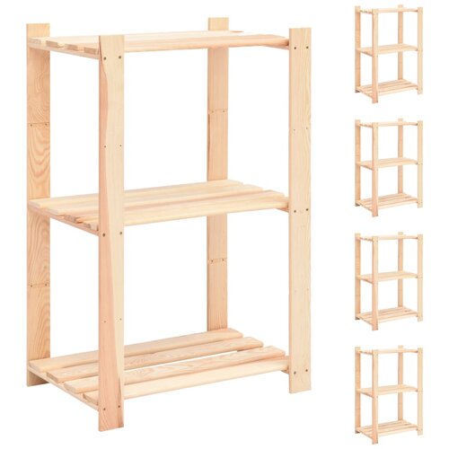  Stalci za pohranu s 3 razine 5 kom 60x38x90 cm borovina 150 kg Cijene