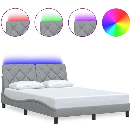 Maison Chic Posteljni okvir - Dvoposteljna postelja - Zakonska postelja z LED brez vzmetnice svetlo siv 140x190cm blago, (21697177) Slike