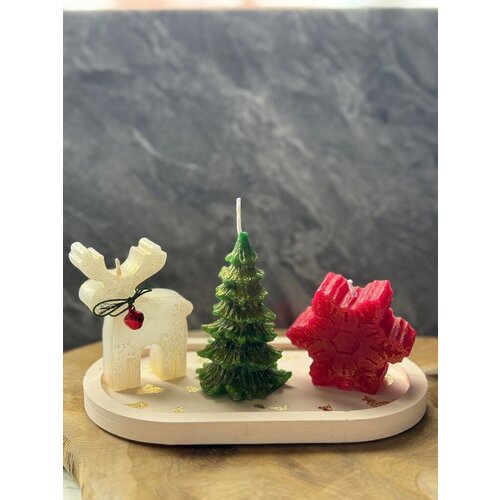 Aberto Design set božićnih sveća na tacni christmas 2, 3 komada, višebojni Cene