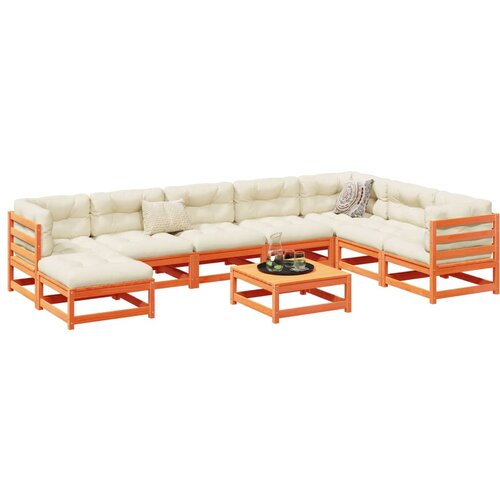 VidaXL 9-dijelni set vrtnih sofa vo&amp;scaron;tano smeđi od masivne borovine Slike