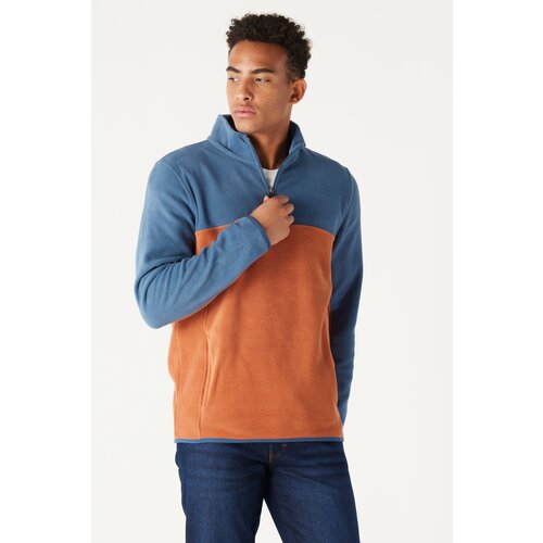 AC&Co / Altınyıldız Classics Men's Indigo-tile Standard Fit Normal Cut, Casual Casual Two-tone Fleece Sports Sweatshirt. Slike