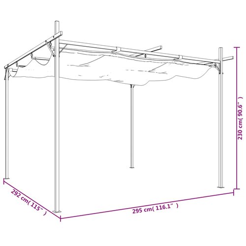  Pergola s pomičnim krovom krem 295 x 292 x 230 cm Slike