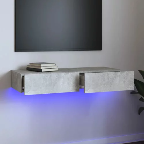 TV ormarić s LED svjetlima siva boja betona 90x35x15,5 cm