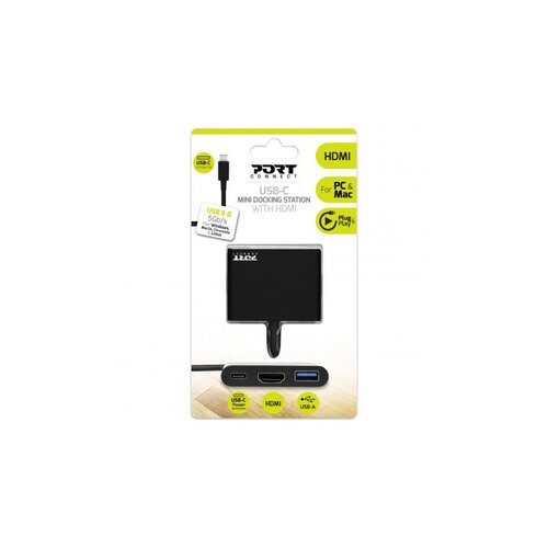 Port Designs Docking stanica Mini, USB-C, HDMI, Crna Slike