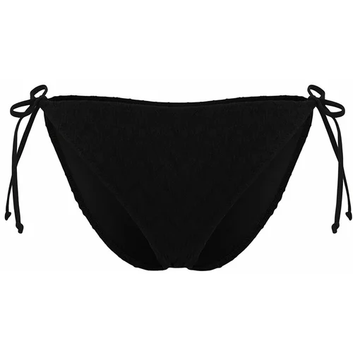 Trendyol Black Tie-Up Textured Bikini Bottom