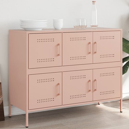  The Living Store Komoda roza 100,5x39x79 cm hladno valjano jeklo - Komoda, (21495661) Slike