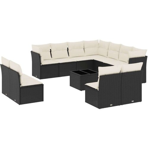VidaXL 12-dijelni set vrtnih sofa od poliratana s jastucima crni Slike