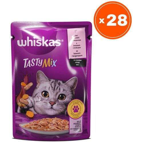 Whiskas Vlažna hrana za mačke Tasty mix, Losos, 85 g, 28 komada Cene
