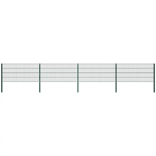 vidaXL Ograjni paneli s stebrički železo 6,8x0,8 m zeleni