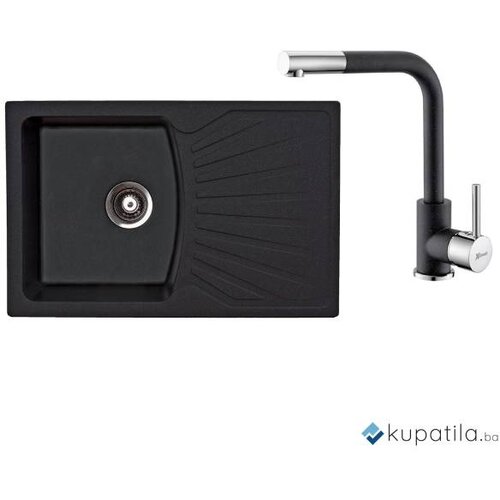 Sudoper crna xGranit Quadro+baterija LUX Metalac Slike