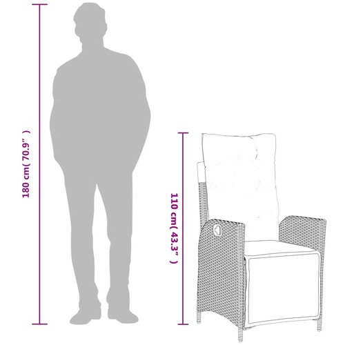  9-dijelni vrtni blagovaonski set s jastucima crni od poliratana Crna Dužina stola 190 cm Slike